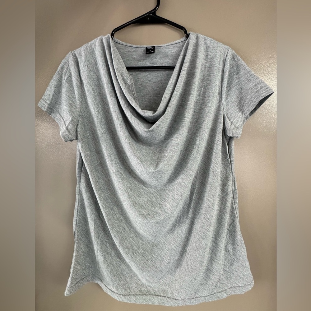 Gray Draped Neck Top